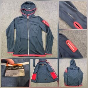 Ortovox Jacket Womens Large Blue Merino Fleece Hooded Full Zip Thumbholes